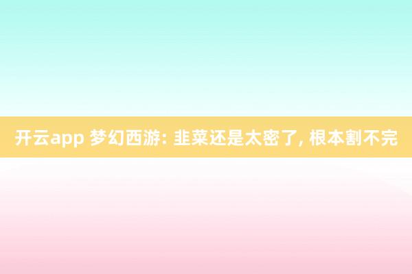 开云app 梦幻西游: 韭菜还是太密了, 根本割不完