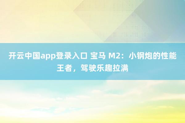 开云中国app登录入口 宝马 M2：小钢炮的性能王者，驾驶乐趣拉满
