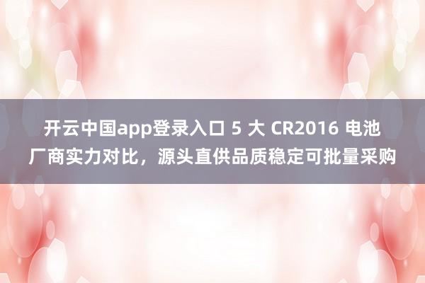 开云中国app登录入口 5 大 CR2016 电池厂商实力对比，源头直供品质稳定可批量采购