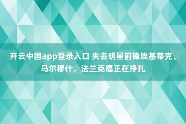 开云中国app登录入口 失去明星前锋埃基蒂克、马尔穆什，法兰克福正在挣扎