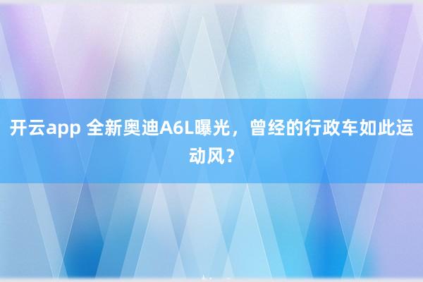 开云app 全新奥迪A6L曝光，曾经的行政车如此运动风？