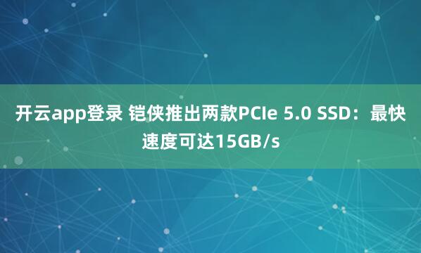 开云app登录 铠侠推出两款PCIe 5.0 SSD:最快速度可达15GB/s
