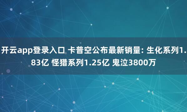 开云app登录入口 卡普空公布最新销量: 生化系列1.83亿 怪猎系列1.25亿 鬼泣3800万