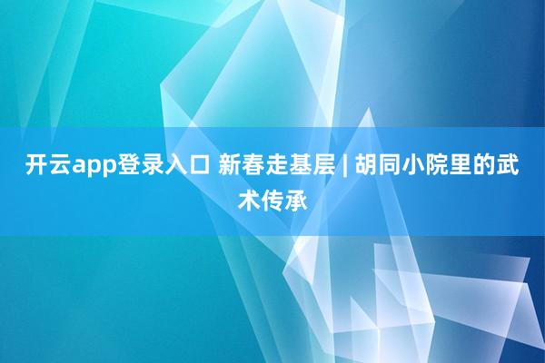 开云app登录入口 新春走基层 | 胡同小院里的武术传承