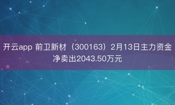 开云app 前卫新材(300163)2月13日主力资金净卖出2043.50万元