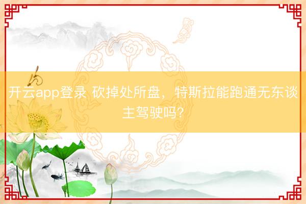 开云app登录 砍掉处所盘，特斯拉能跑通无东谈主驾驶吗？